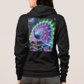 Neon Electric Peacock Hoodie T-Shirt Design. (Achterkant)