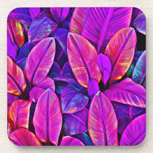 Neon Elegance Levendige Blad Radiance Bier Onderzetter (Voorkant)