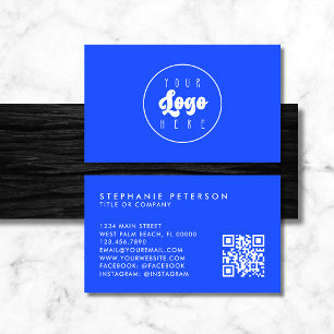 Neon Elektrisch Blauw Aangepast Bedrijfslogo QR Co Visitekaartje