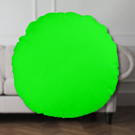 Neon Elektrisch Groen Effen Kleur | Klassiek Rond Kussen