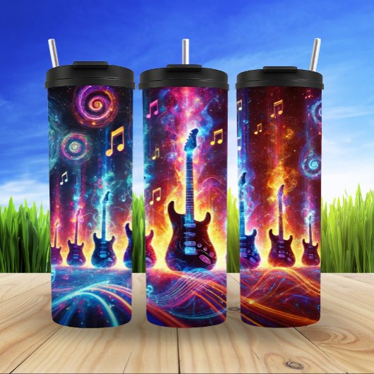 Neon elektrische gitaar geluid fusie thermosbeker