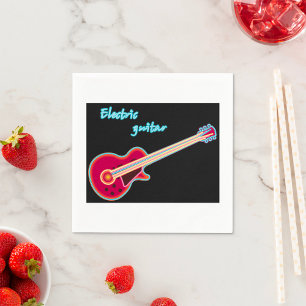 Neon Elektrische Gitaar Retro 80s Rockmuziek Servet