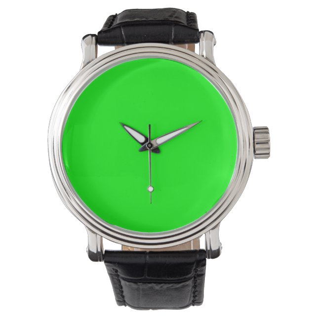 Neon Elektrische Groene Stevige Kleur | Klassiek Horloge (Voorkant)