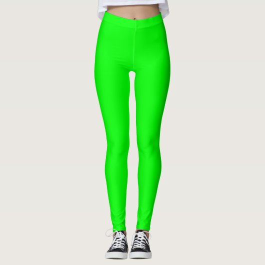 Neon Elektrische Groene Stevige Kleur | Klassiek Leggings (Voorkant)