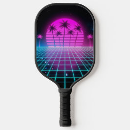 Neon Elektrische Palmen Retro Vaporwave Douanepick Pickleball Paddle