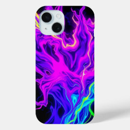 Neon Elektrische Vloeistof Vlammen Telefoonhoes iPhone 15 Case