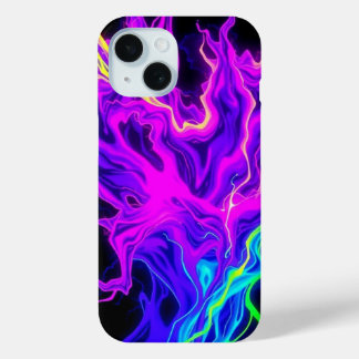 Neon Elektrische Vloeistof Vlammen Telefoonhoes iPhone 15 Case