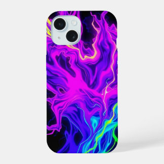 Neon Elektrische Vloeistof Vlammen Telefoonhoes iPhone 15 Case