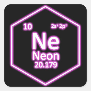 Neon Element Periodic Table Chemical Chemical Vierkante Sticker