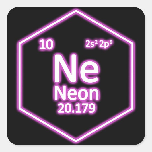 Neon Element Periodic Table Chemical Chemical Vierkante Sticker (Voorkant)
