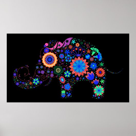 Neon Elephant Poster (Voorkant)