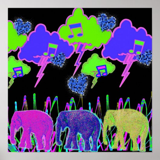 Neon Elephants Poster (Voorkant)