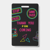 Neon Elk jaar video games arcade verjaardag Badge (Achterkant)