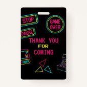Neon Elk jaar video games arcade verjaardag Badge (Achterkant)