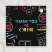 Neon Elk jaar video games arcade verjaardag Bedankjes Labels (Achterkant)