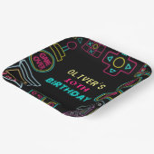 Neon Elk jaar video games arcade verjaardag Papieren Bordje (Gebogen)