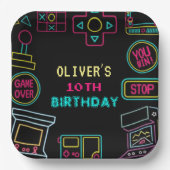 Neon Elk jaar video games arcade verjaardag Papieren Bordje (Voorkant)