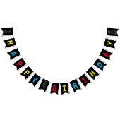 Neon elk jaar video games arcade verjaardag vlaggetjes (Alle)