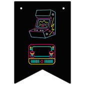 Neon elk jaar video games arcade verjaardag vlaggetjes (Eerste vlag)
