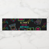 Neon Elk jaar video games arcade verjaardag Waterfles Etiket (Enkel label)