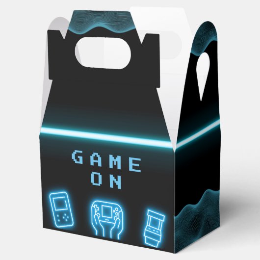 Neon elk jaar videogames verjaardag bedankdoosjes (Geopend)