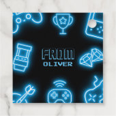 Neon Elk jaar videogames verjaardag Bedankjes Labels (Achterkant)