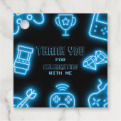 Neon Elk jaar videogames verjaardag Bedankjes Labels (Voorkant)