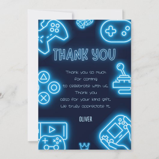 Neon Elk jaar videogames verjaardag Bedankkaart (Voorkant)