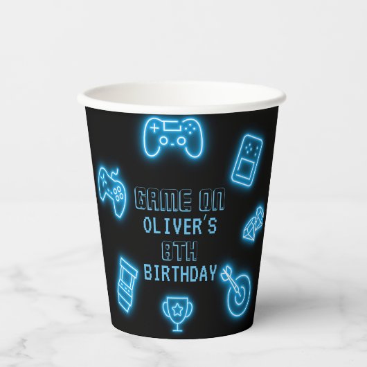 Neon Elk jaar videogames verjaardag Papieren Bekers (Voorkant)