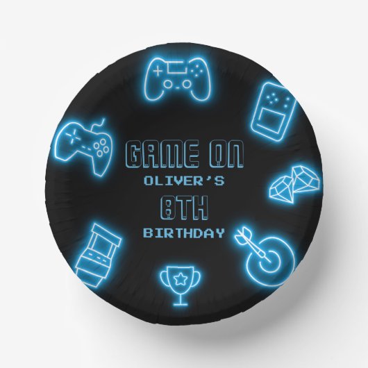 Neon Elk jaar videogames verjaardag Papieren Kommen (Voorkant)