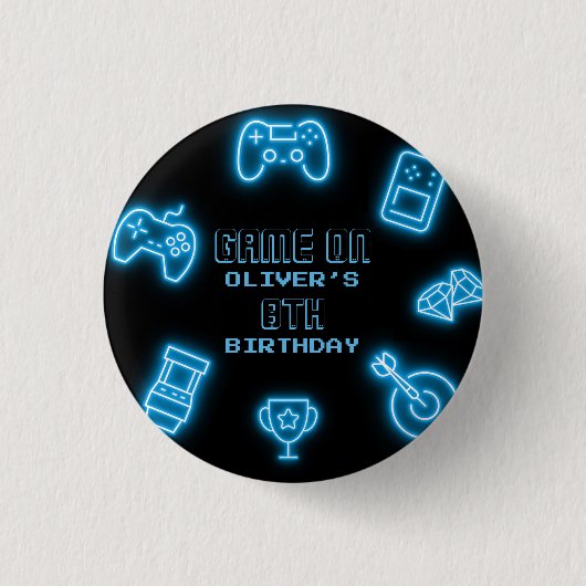 Neon Elk jaar videogames verjaardag Ronde Button 3,2 Cm (Voorkant)