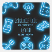 Neon Elk jaar videogames verjaardag Vierkante Sticker (Voorkant)