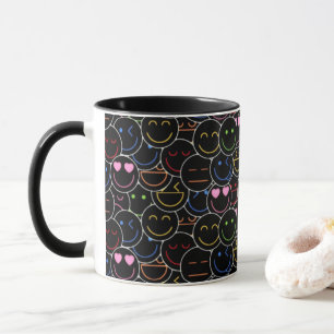 Neon Emoji Coffee Mok: moderne retro-vibes Mok