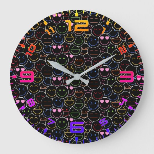 Neon Emoticon Klok – Moderne Retro Sfeer (Voorkant)
