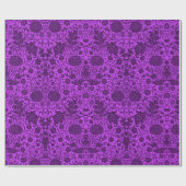  neon en donkerpaarse bloemenpatroon cadeaupapier (Vlak)