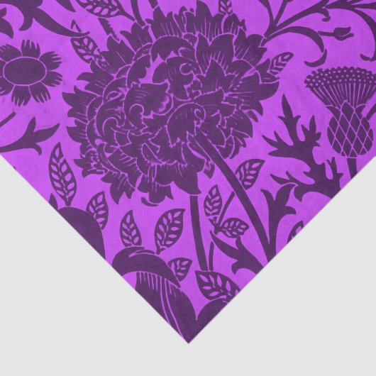  neon en donkerpaarse bloemenpatroon tissuepapier (Detail)