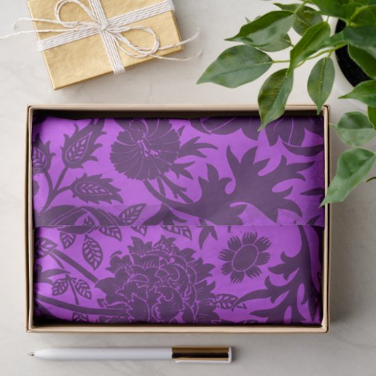 neon en donkerpaarse bloemenpatroon tissuepapier (Geschenk)