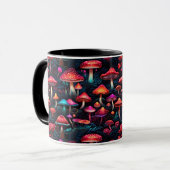 Neon Enchanted Mushroom Forest Mug Mok (Voorkant links)