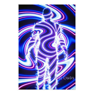 Neon Energie Menselijk Silhouet Foto Afdruk