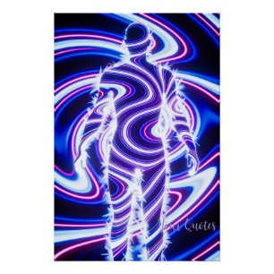 Neon Energie Menselijk Silhouet Perfect Poster