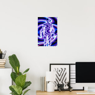 Neon Energie Menselijke Silhouet Poster