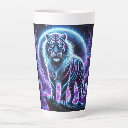 Neon Energy Tiger Latte Mok Design. (Voorkant)