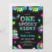 Neon enge Halloween 1e verjaardag Kaart (Voorkant)