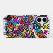 Neon Engel vs Duivel Graffiti iPhone 16 hoesje (Achterkant horizontaal)