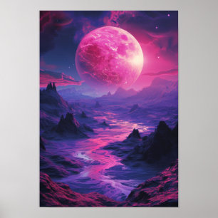 Neon Exoplanet Landschap Poster