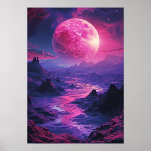 Neon Exoplanet Landschap Poster (Voorkant)