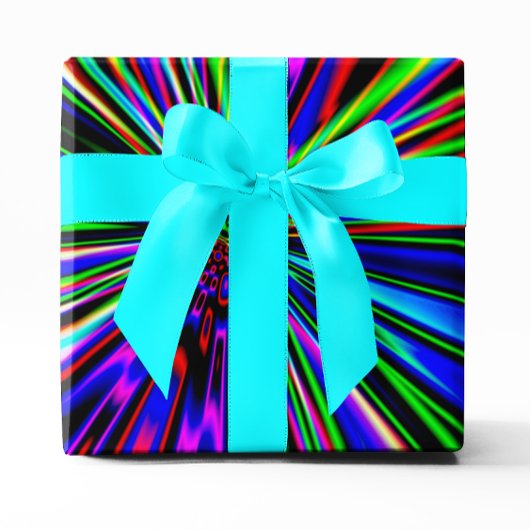 Neon Explosie Kleurrijke Fractale Kunst Cadeaupapier