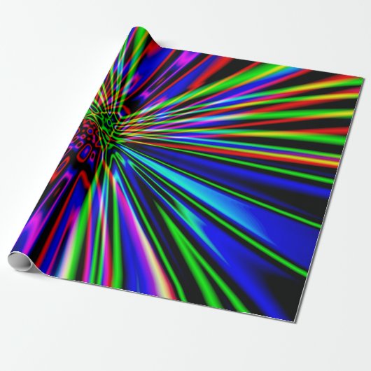 Neon Explosion Colorful Fractal Art Cadeaupapier (Uitgerold)