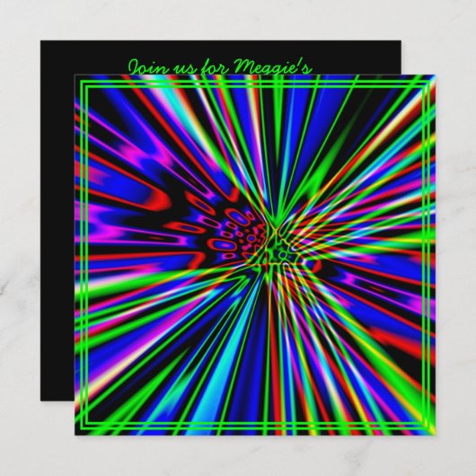 Neon Explosion Limoen Birthday Kaart (Voorkant / Achterkant)