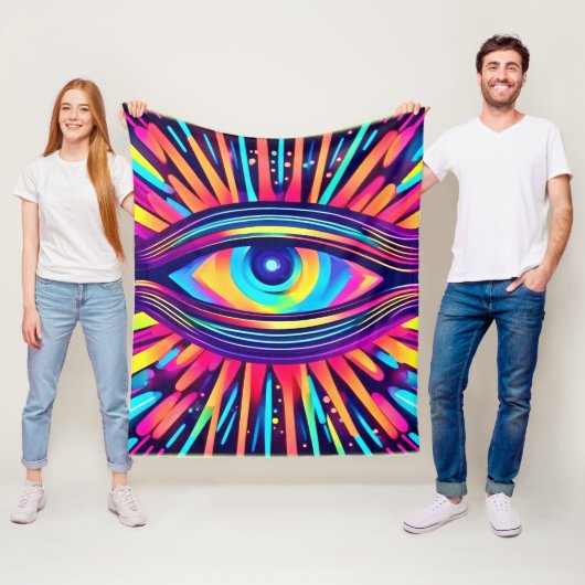 Neon Eye van de kosmos Fleece Deken (In situ)